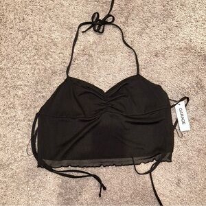 NWT Garage Black Ribbed Halter Crop Top